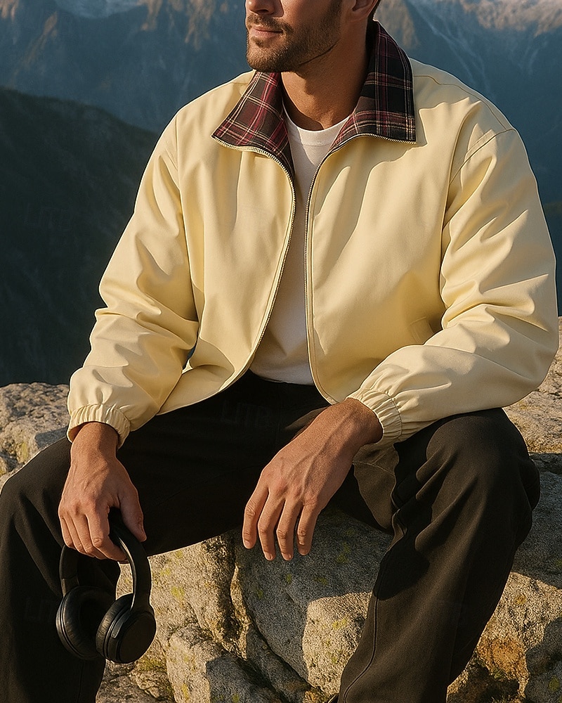 Voor heren Buitenjas Wandeljack Buiten Zonbescherming Sneldrogend Lichtgewicht UV-koeling Wandeloutfits Wandelkleding Lente Herfst Jack Tennis Golf Hardlopen Effen Kleur Lichtgeel Zwart Hemelsblauw 2025 - $55.99 –P1