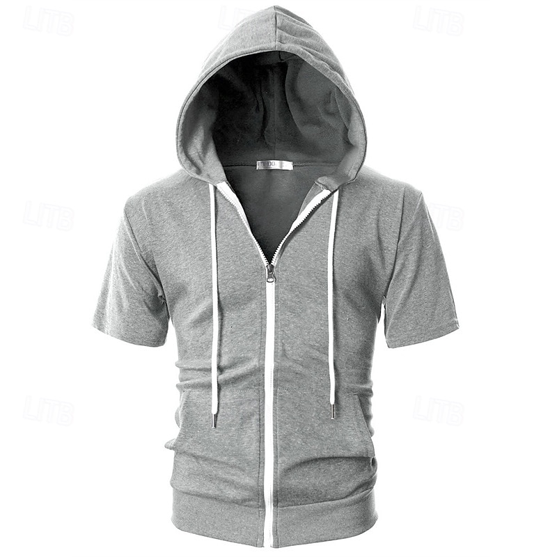 Per uomo Felpa con cappuccio Felpa con cappuccio a zip intera Nero Rosa Grigio scuro Grigio Con Cappuccio Semplice Con zip Tasca Sport & Outdoor Quotidiano Ferie Poliestere Streetwear Essenziale del 2025 a $15.49 –P1