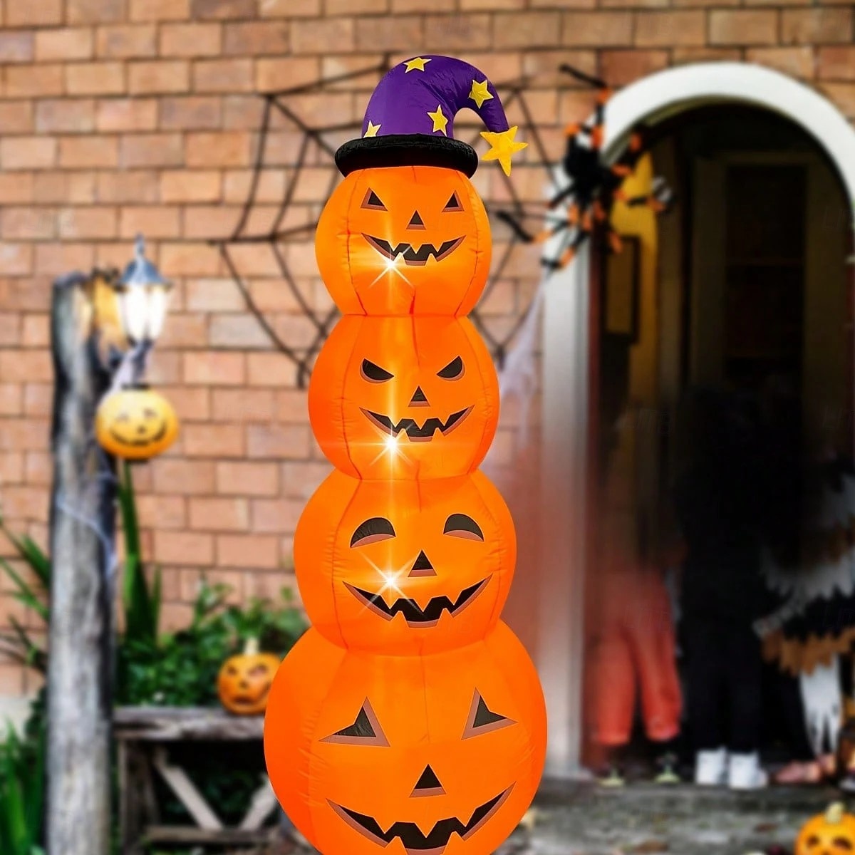 1 Pc 2.4M Halloween Inflatable Pumpkin Luminous Strip Lamp Air Model Courtyard Garden Lawn Path Halloween Party Atmosphere Decorative Lights 2025 - $81.99 –P11