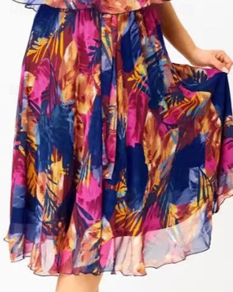 Pentru femei Rochie Lunga Rochie Maxi Rochie casual Rochie de Cocktail Rochie pentru invitata de nunta Rochii din Șifon Elegant Modă În aer liber Concediu Dată Fit regulat Floare Manșon scurt Stil 2025 - $23.99 –P3