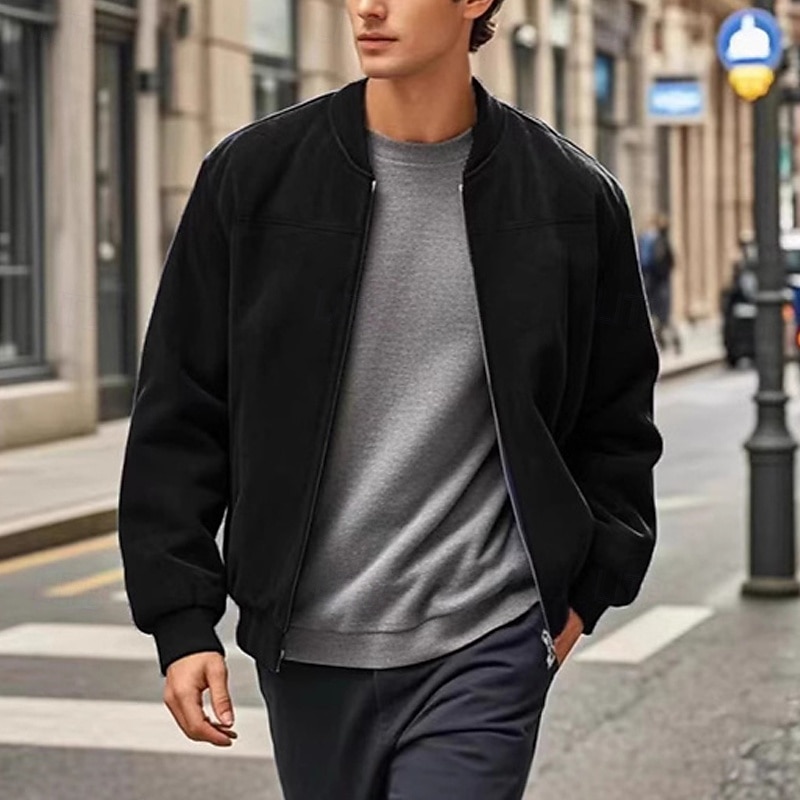Homme Veste Légère Veste Décontractée Vacances Quotidien Résistant à l'usure Avec Poches Été Printemps Uni Mode Classique Col montant Régulier Noir Bleu Chameau Vert Véronèse Bleu de minuit Veste de 2025 ? $33.99 –P13