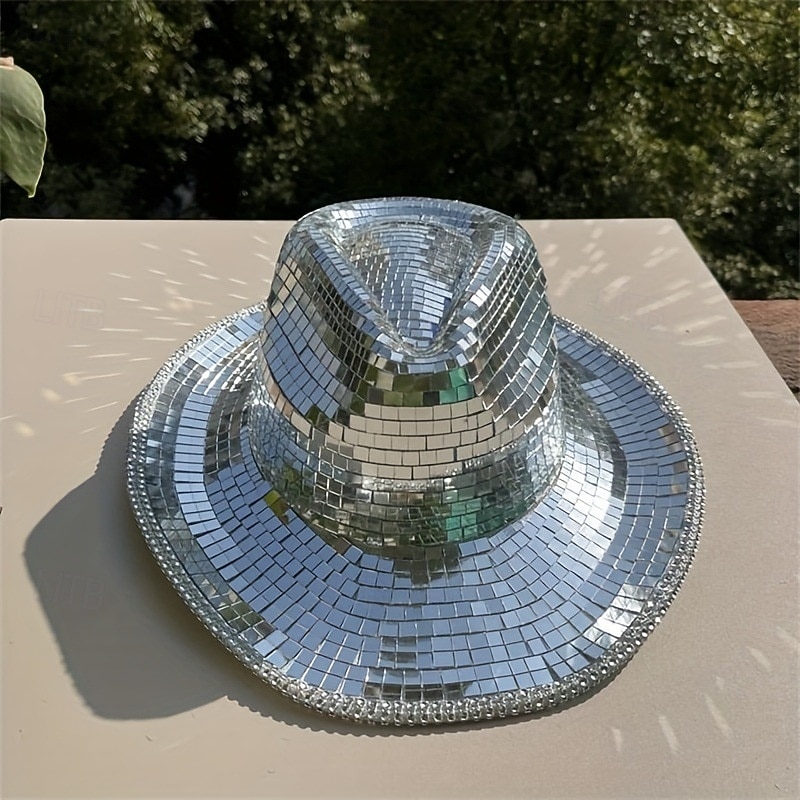 Disco Ball Cowboy Hat Mirror Mosaic Cowgirl Hat, Shiny Reflective Party Hat for Festival, Rave, Summer Dance Party, Costume Accessory 2026 - $42.99 –P7