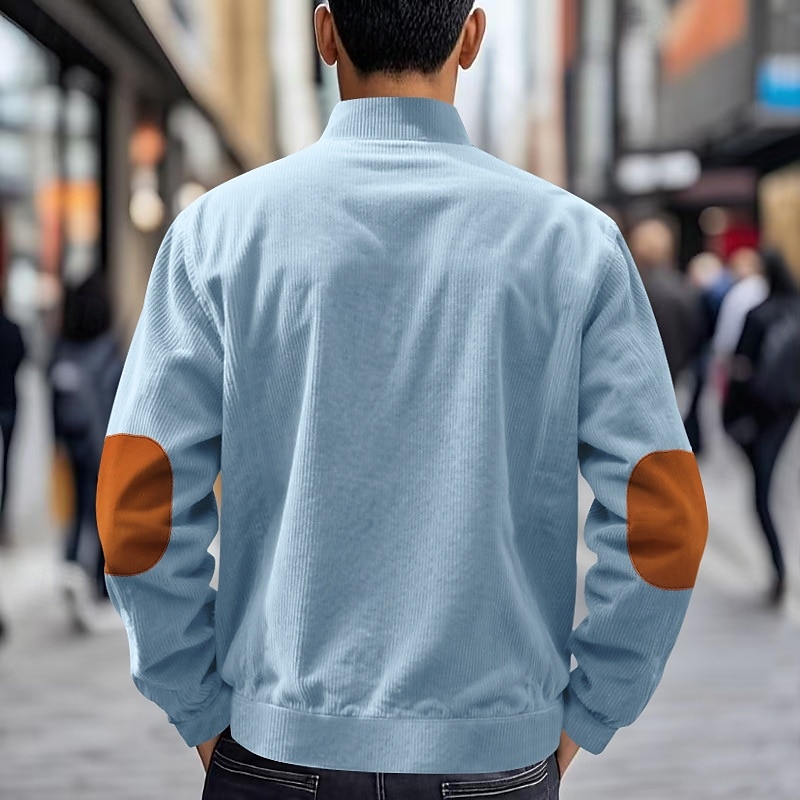 Men's Lightweight Jacket Corduroy Jacket Casual Jacket Vacation Daily Pocket Spring Fall Color Block Fashion Classic Stand Collar Regular Apricot Black White Yellow Wine Jacket 2025 - $29.99 –P20
