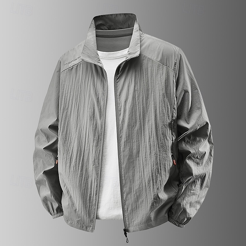 Hombre Chaqueta ligera Exterior Casual Portátil Protección solar UV Bolsillo Verano Primavera Otoño Color sólido Activo Vintage Cuello Vuelto Regular Gris oscuro Blanco Azul Marino Gris Ligero Verde 2026 - $18.49 –P4