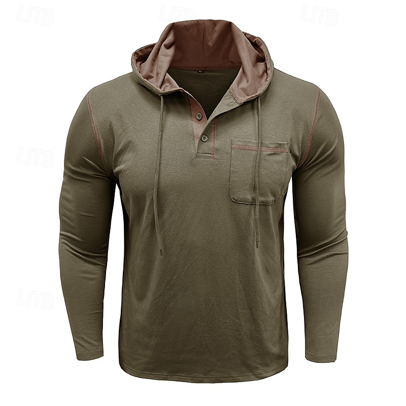 Men's Tee Top Long Sleeve Shirt Long Sleeve Hooded Summer All Seasons Solid Color Daily Casual Street Style Hooded Outdoor Street Causal Light Blue White Black Top Tee for Men 2025 - $22.99 –P11