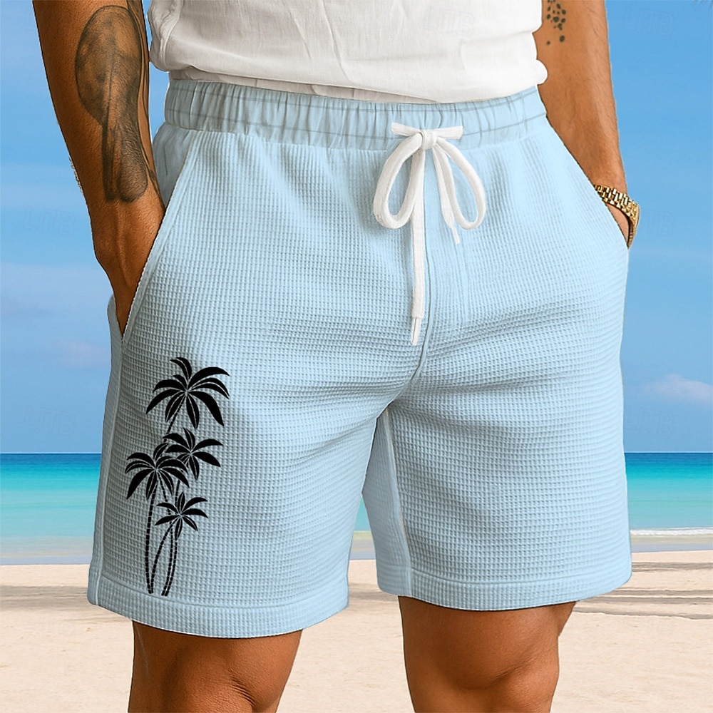 Per uomo Albero di Cocco Piante Tropicali Pantaloncini Waffle Pantaloncini da tuta Pantaloncini casual Misura del girovita medio Moda Casual Vacanza Jogging Allenamento Coulisse elastica in vita del 2025 a $21.99 –P2
