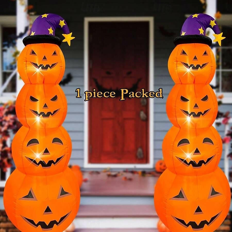 1 Pc 2.4M Halloween Inflatable Pumpkin Luminous Strip Lamp Air Model Courtyard Garden Lawn Path Halloween Party Atmosphere Decorative Lights 2025 - $81.99 –P13