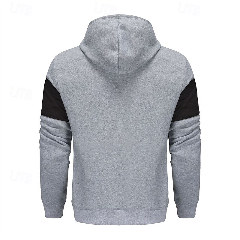 Per uomo Felpa con cappuccio Felpa con cappuccio a zip intera Rosso e nero Nero Rosso Grigio chiaro Grigio scuro Con Cappuccio Blocco di colori Patchwork Sport & Outdoor Quotidiano Ferie Poliestere del 2025 a $23.99 –P8