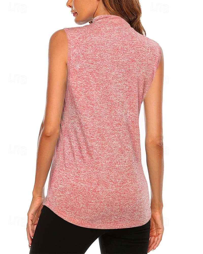 Per donna Tinta unita Maglietta sportiva Polo da golf Maglia da tennis Senza Maniche Cerniera Alta elasticità Traspirante Tennis Golf Corsa Collo ripiegato Collo con zip Maglietta Top Rosso Viola del 2026 a $22.99 –P2