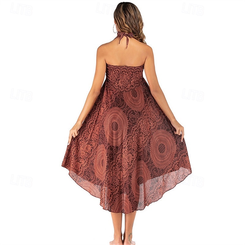 Pentru femei Fustă Linie A Leagăn Casual Boho Maxi Talie Înaltă Fuste Floral Imprimeu Micro-elastic Vacanță Concediu Negru Albastru piscină Portocaliu Verde Vară Poliester 2025 - $20.99 –P19