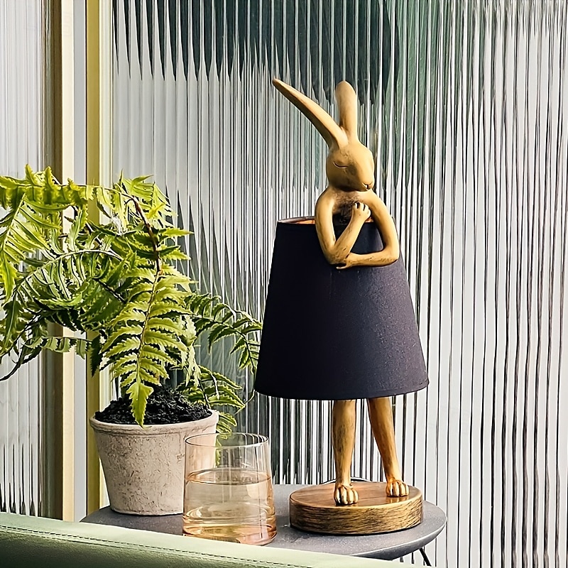 Moderne Tischlampe im Hasen-Stil aus der Mitte des Jahrhunderts mit Leinenschirm, USB-betrieben, dekorative Schreibtischlampe, goldenes Finish, sanfte Umgebungsbeleuchtung für Wohnzimmer, Schlafzimmer 2025 - $340.29 –P7