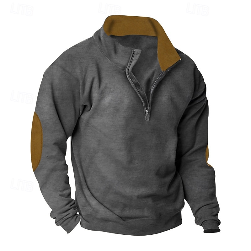 Men's Sweatshirt Quarter Zip Sweatshirt Black Wine Camel Light Grey Dark Gray Half Zip Color Block Sports & Outdoor Daily Holiday Polyester Streetwear Basic Casual Spring Autumn / Fall Clothing 2026 - $22.99 –P16