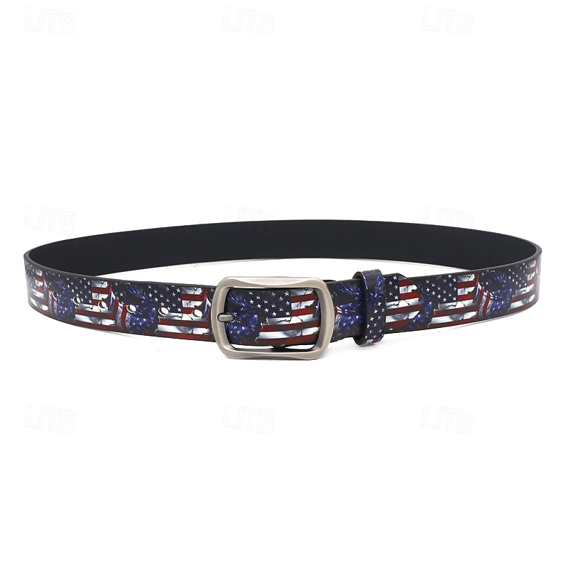 Herren Gürtel PU Blau Taillengürtel Straße Festival Farbblock 2025 - $27.99 –P4