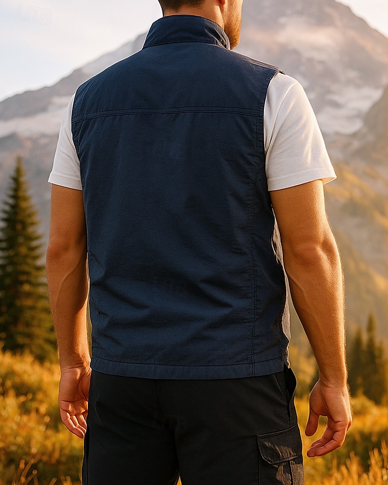Men's Hiking Vest Sleeveless Vest Outdoor Breathable Lightweight Zipper Chinlon Black Army Green Red Hunting Fishing Climbing 2025 - $32.99 –P2