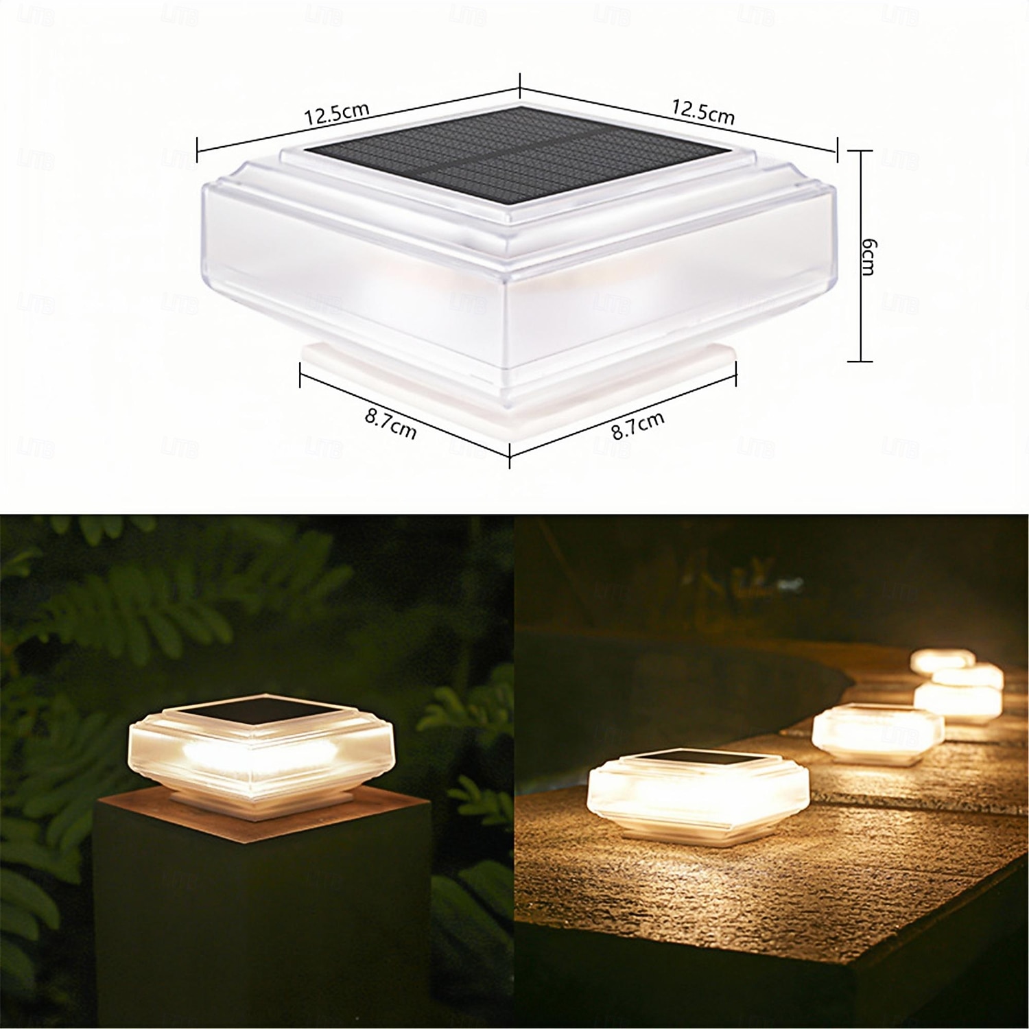 30led poste de luz solar transparente à prova d'água abajur luz quente quadrado para áreas externas adequado para jardim pátio cerca escadas 1 peça de 2026 por $23.99 –P1