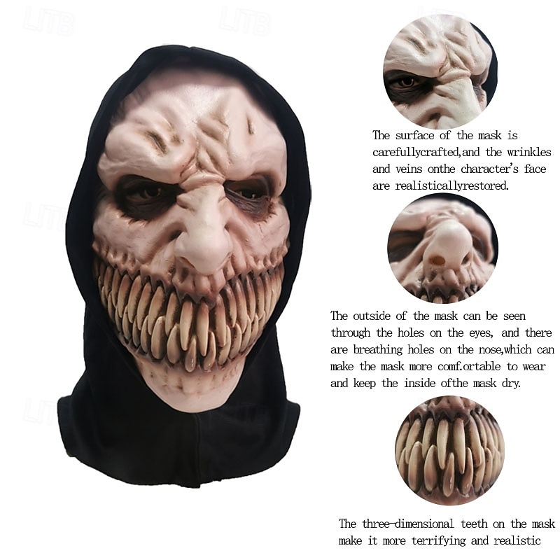 Halloween musta hattu torahammas noidan naamio aikuisille realistiset pelottavat puvut lateksi kasvonaamio, kammottava vampyyrivelhon kauhunaamio, aavemainen juhlarekvisiitta 2025 - $29.99 –P9