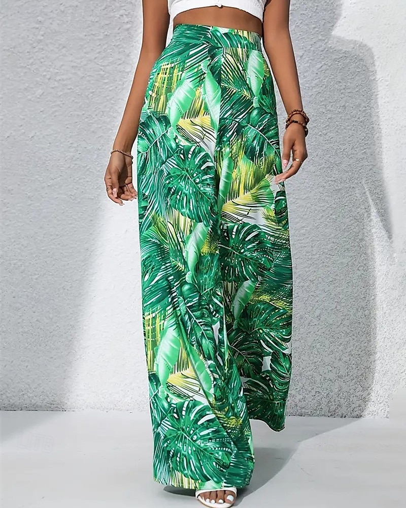 Per donna Gamba larga Pantaloni Casual Boho Lunghezza intera Vita Alta Piante Tasca Design con Coulisse Elastica Traspirabilità Morbido Micro-elastico Vacanza Streetwear Abbigliamento quotidiano del 2025 a $17.99 –P6