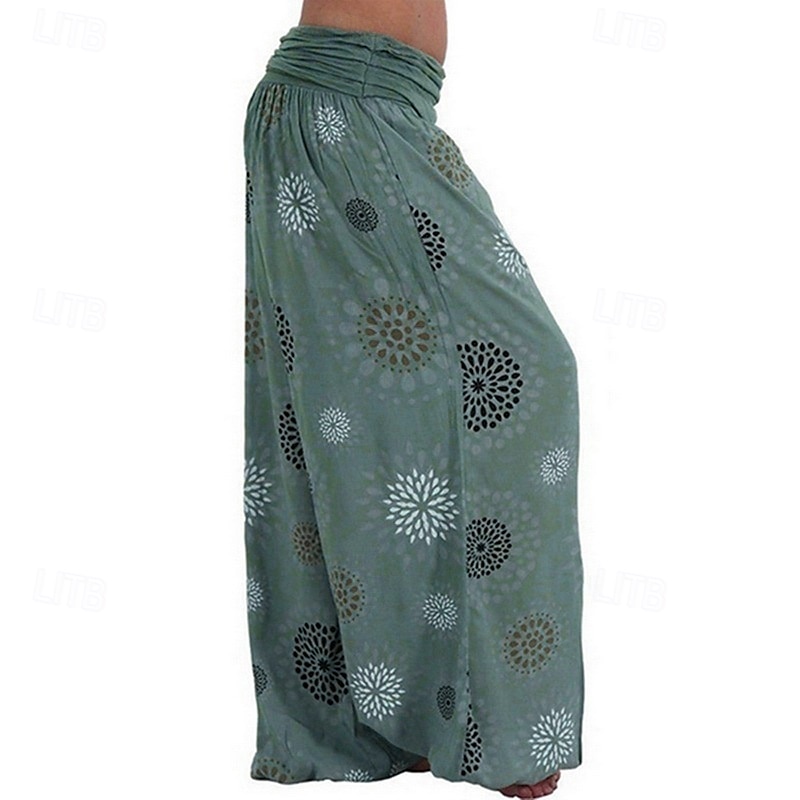 Dam Byxor Harem byxor Palazzo byxor Mode Boho Fullängd Medium Midja Mönster Elastisk midja Bekväm Microelastisk Gata Dagliga kläder Utekväll Svart Gul Armégrön Marinblå Sommar Vår Normal 2025 - $19.99 –P8