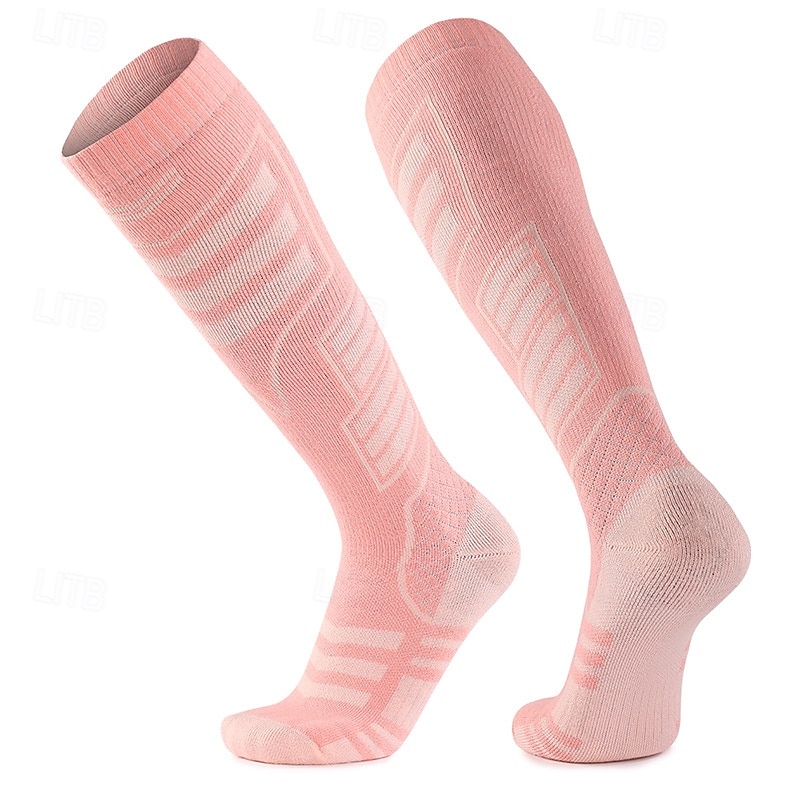 1 Pair Men's Women's merino wool socks Hiking Socks Sports Socks Thermal Warm Breathable Anti Blister Thick Outdoor Over The Calf Patchwork Merino Wool Dark Grey Black Pink for Ski / Snowboard 2025 - $17.59 –P4