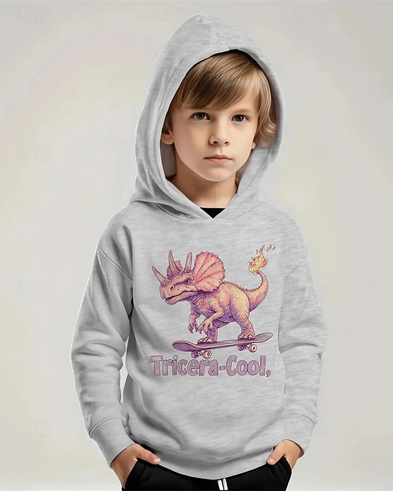 Gutt 3D Dinosaur Hattetrøje Langermet Vår Høst Mote Gatemote Barn 4-12 år Med hette utendørs Avslappet Daglig Normal 2025 - $18.99 –P1