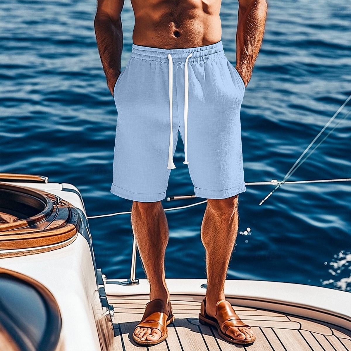 Per uomo Shorts Shorts di Lino Pantaloncini Estivi Shorts da Spiaggia Tasca Coulisse Elastico in vita Semplice Comodità Traspirante Lunghezza al ginocchio Vacanza Ferie Spiaggia Vacanza Hawaiano Nero del 2025 a $21.99 –P8