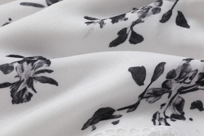 Damskie Sukienka mini Sukienka Boho Strój zachodni Moda Urlop Codzienny Wyjściowe Regularny Kwiat Długi rękaw W serek Biały Lato 2025 - $31.99 –P9