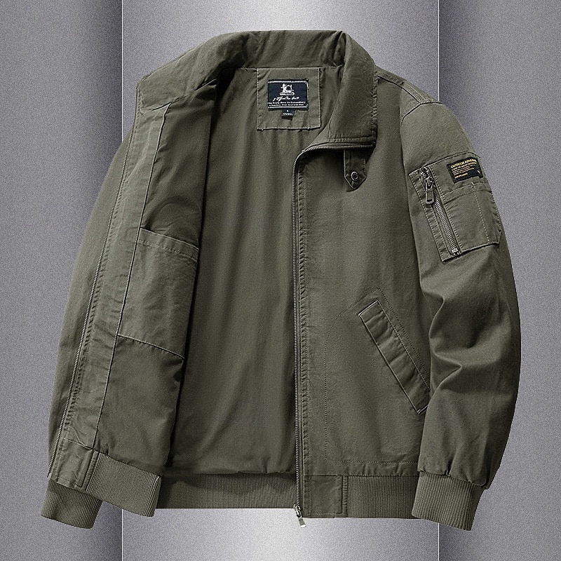 100% Baumwolle Herren Bomberjacke Taktische Jacke Motorradjacke Outdoor Casual Weich Mehrere Taschen Frühling &Herbst Uni Nationalflagge lässig bequem Stehkragen schwarz weiß khaki grün 2025 - $70.99 –P8