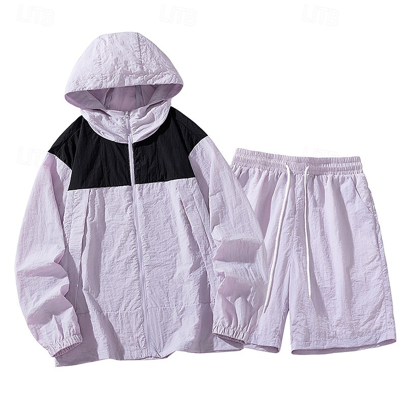 Hombre Tracksuit Conjunto deportivo 2 Piezas Deportivo Manga Larga Protección Solar Transpirable Secado rápido Ropa de deporte Ropa de Deporte Bloque de color Rosa Azul Morado 2025 - $30.99 –P9
