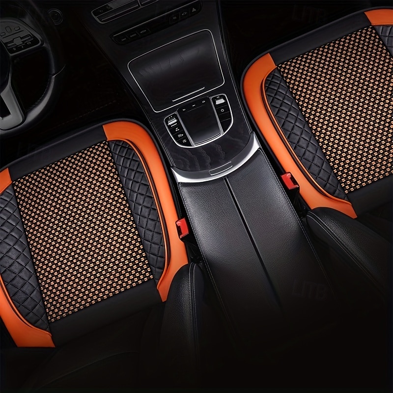 capa de assento de carro de luxo - almofada de seda preta acolchoada com padrão de diamante respirável &design antiderrapante para conforto no verão, acessórios automotivos duráveis, capas de assento de 2025 por $31.99 –P6