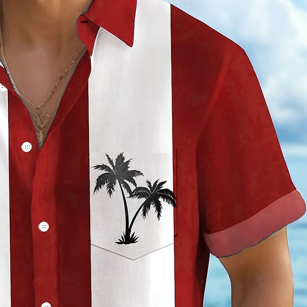 Homme Cocotier Plantes Tropicales Chemise Chemise hawaïenne Chemise Boutonnée Manche Courte Hawaïen Fête Tenue de plage Été Printemps Col Rabattu Impression 3D chemises à col Une poche avant Rouge de 2025 ? $23.99 –P3