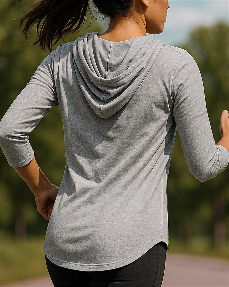 Women's Running Shirt Tennis Shirt Buttons Long Sleeve Tee Tshirt Solid Colored Quick Dry Lightweight Breathable Tennis Golf Running Sportswear Activewear Black White Gray 2025 - $25.99 –P2