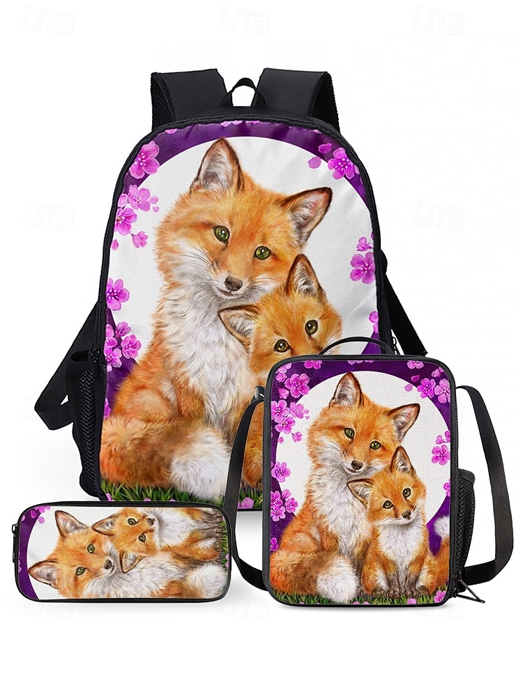 Set di zainetto a forma di volpe per bambine delle elementari, composto da 3 pezzi: borsa per il pranzo e astuccio, simpatico zainetto con animali del bosco per il ritorno a scuola e l'uso quotidiano. del 2026 a $34.99 –P7