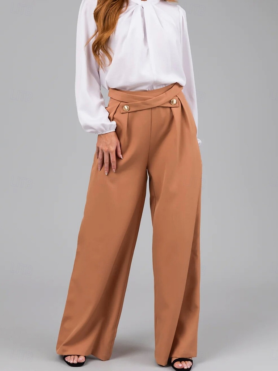 Per donna Chinos Dritto Moda Streetwear Lunghezza intera Vita Alta Semplice Tasca Comodo Morbido Confortevole Micro-elastico All'aperto Streetwear Arancione Estate Primavera Vestibilità comoda del 2025 a $29.99 –P1