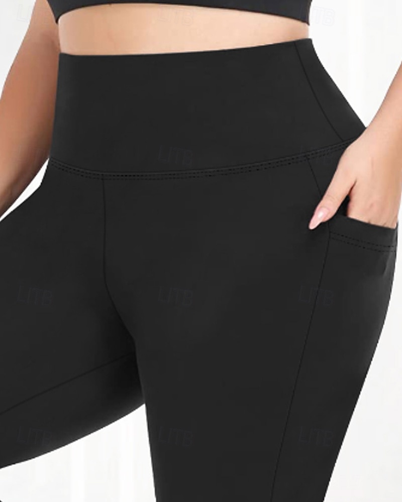 Femmes leggings de pilates Jambières Capri pantalon de sport Avec Poches Léger Pilates Salle de sport Course Leggings Capri Couleur Unie Gris foncé Noir Vert Véronèse Grande taille Des sports Tenues de 2026 ? $17.99 –P3