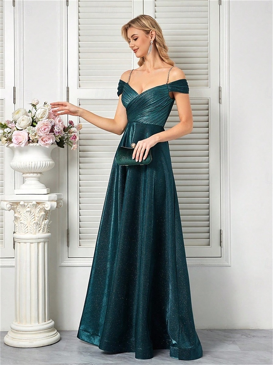 A-Line Quinceanera Dresses Elegant Dress Formal Wedding Floor Length Sleeveless Spaghetti Strap Polyester V Back with Pleats 2025 2025 - $109.99 –P3