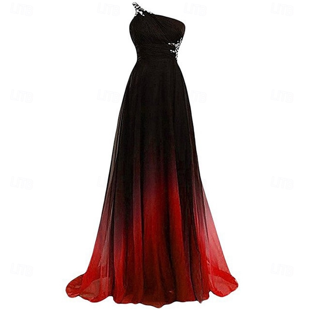 Linea ad A Abito da Sera Elegante Vestito Formale Matrimonio Lunghezza al pavimento Senza Maniche Monospalla Chiffon con Pieghe 2025 del 2025 a $119.99 –P4