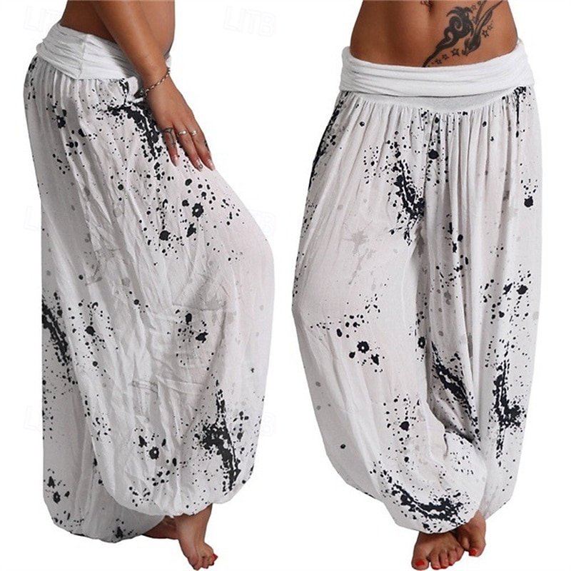 Mujer Pantalones Pantalones palazzo Moda Boho Longitud total Media cintura Estampado Cintura elástica Confortable Cómodo Microelástico Calle Ropa Cotidiana Noche Blanco Amarillo Rosa Verde Ejército 2025 - $19.99 –P5