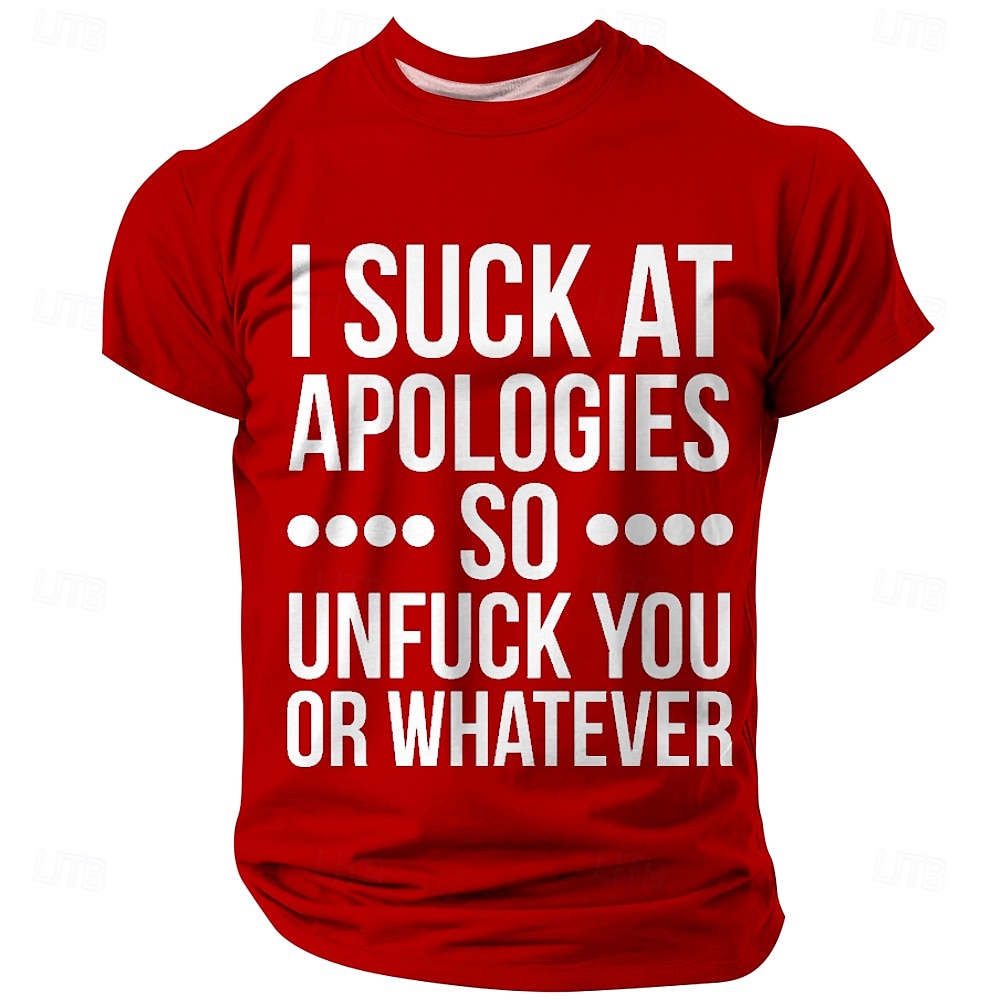 Voor heren Grappig jargon T-shirt Korte mouw T-shirt 3D-afdrukken Strakke ronde hals Overhemd Modieus Dagelijks Basic Straat Casual Dagelijks Zwart Rood blauw Zomer Lente Alle seizoenen Kleding S M L 2025 - $17.99 –P2
