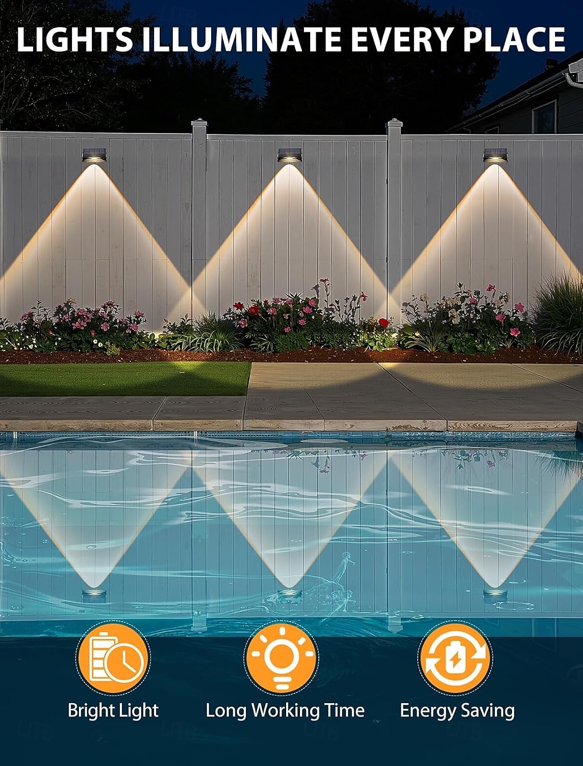 Настенные светильники на солнечных батареях, уличные, 1/2/3 светодиодные линзы, светильники для ограждения, работающие от электричества, водонепроницаемые, теплого белого цвета, с автоматическим 2026 - $16.99 –P10