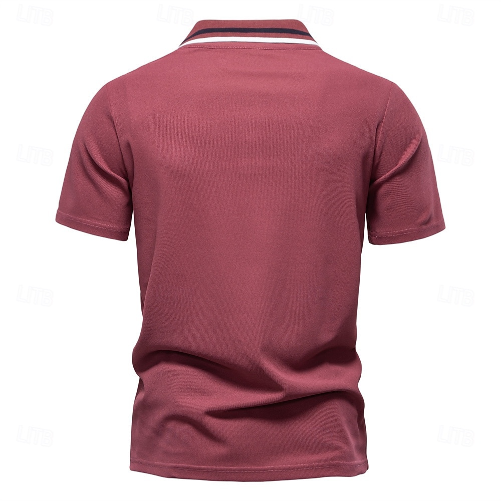 Herren Farbblock Polo Strick-Polopullover Kurzarm Umlegekragen Formell Arbeit Sport & Outdoor Stripe-Trim Streifen Rein Frühling Ganzjahres Weiß Dunkelrot Dunkelmarine 2025 - $22.99 –P9