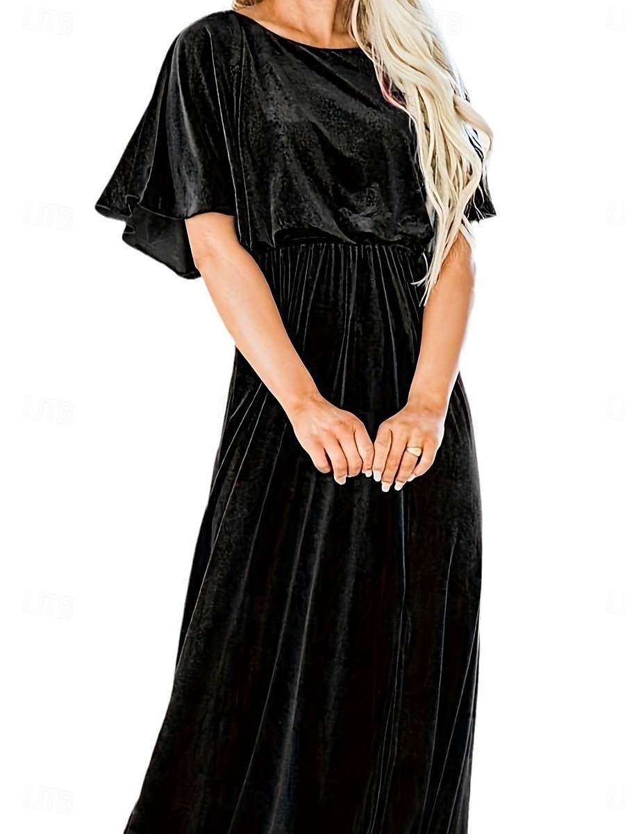 Damskie Czarny Czerwony Zielony Lato Wiosna Sukienka maxi Sukienka A line Sukienki półformalne Formalny Praca Regularny Równina Półgolf 2025 - $32.99 –P9