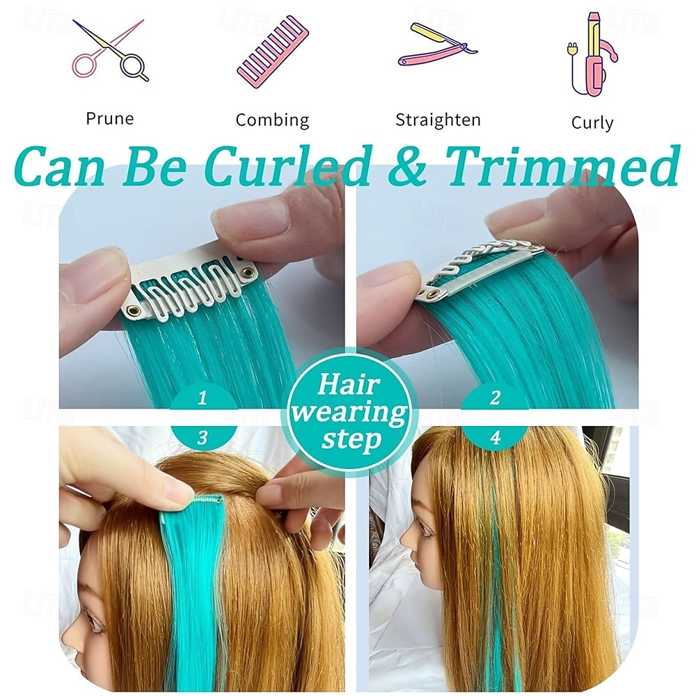 Colored Clip in Hair Extensions 21 Inch Heat-Resistant Synthetic Straight Hair Extensions for Women Girls Gift Multi-Colors Party Highlights Clip in Synthetic Hairpiece 12PCS 2026 - $21.99 –P6