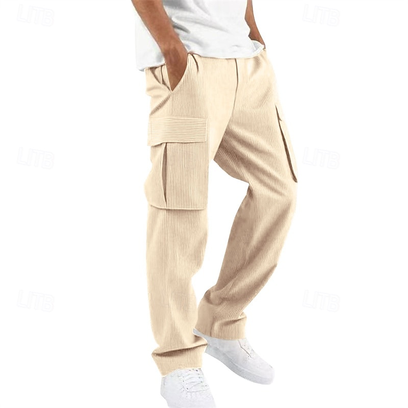 Men's Cargo Pants Trousers Corduroy Pants Multi Pocket Straight Leg Plain Wearable Daily Outdoor Camping & Hiking Fashion Classic White Yellow 2026 - $27.99 –P5