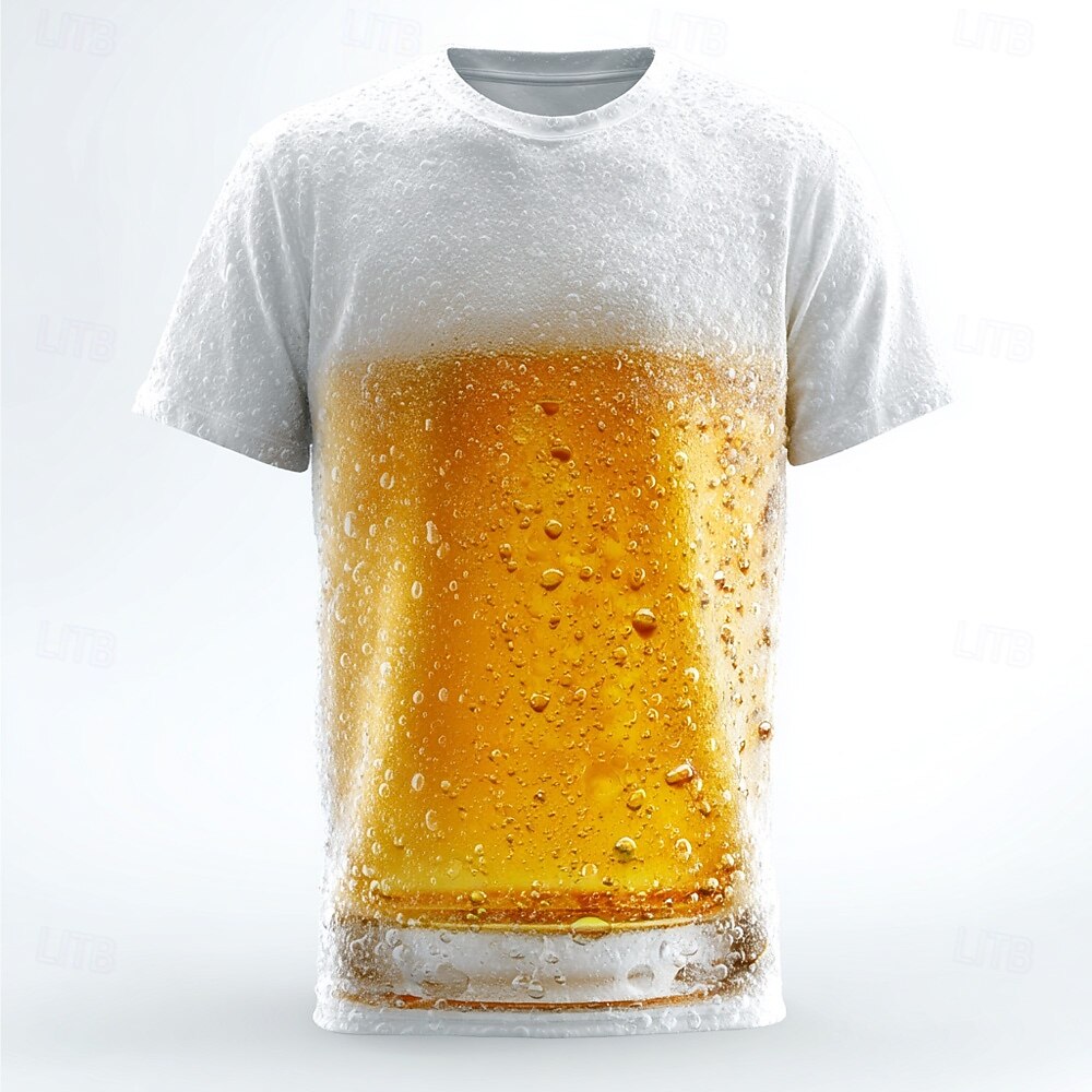 Oktoberfest Voor heren Bier T-shirt Korte mouw T-shirt 3D-afdrukken Strakke ronde hals Overhemd overdreven Ontwerper Feest Straat Casual Wit Zomer Lente Kleding S M L XL XXL XXXL 4XL 2026 - $19.49 –P1
