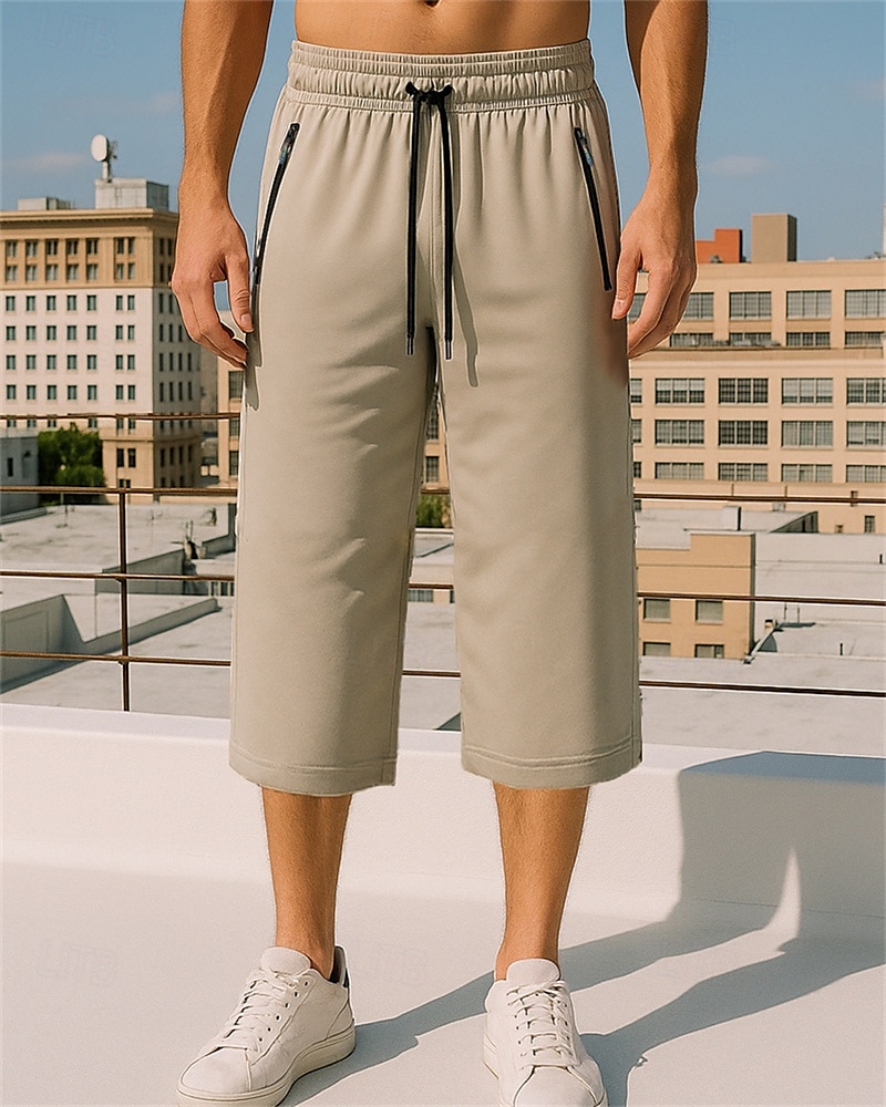 Pánské Běžecké kalhoty Capri Koşu Pantolonları Elastický pas Capri kalhoty Sporty a outdoor Ležérní Lehká váha Prodyšné Tenis Běhání Běh Běžný sportovní oblečení Sportovní oděvy Jednobarevné Čern 2025 - $20.99 –P1