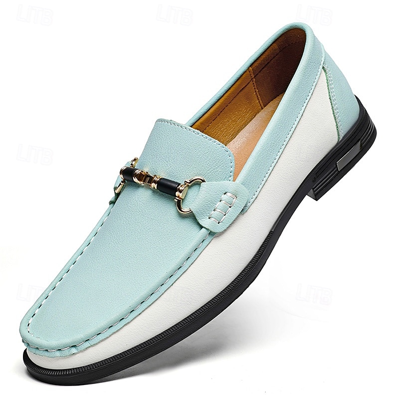 Men's Green and White Faux Leather Moccasin Loafers Fashion Slip-On Driving Shoes for Casual Wear and Spring Outfits 2025 - $46.99 –P3