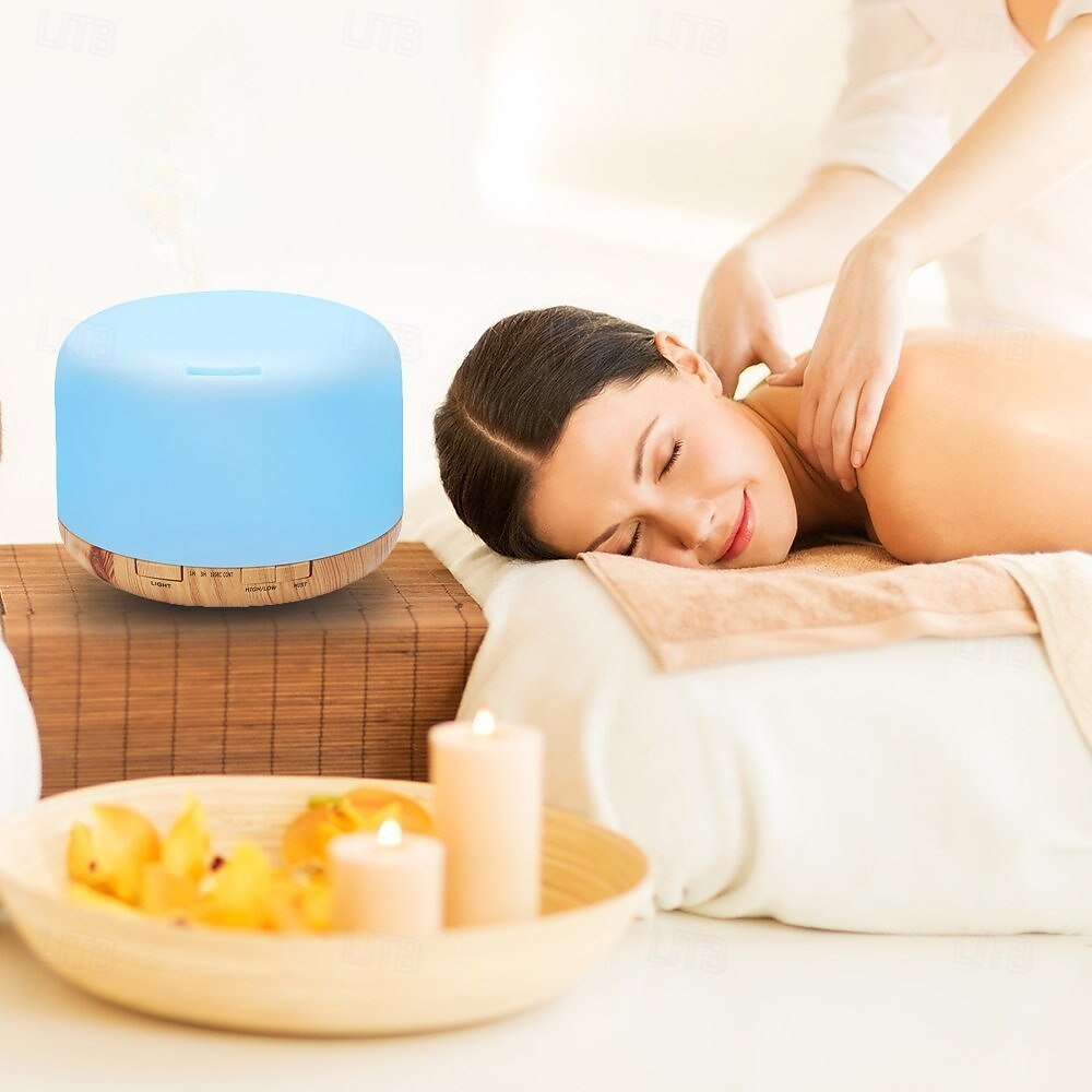 aromaterapi essensiell olje hjemmediffuser med fjernkontroll, 300 ml stor rom kjølig tåke luftfukter, 8 timer stille drift, timer, 7 farger LED natt natt, egnet for hjem, yoga 2025 - $31.99 –P4