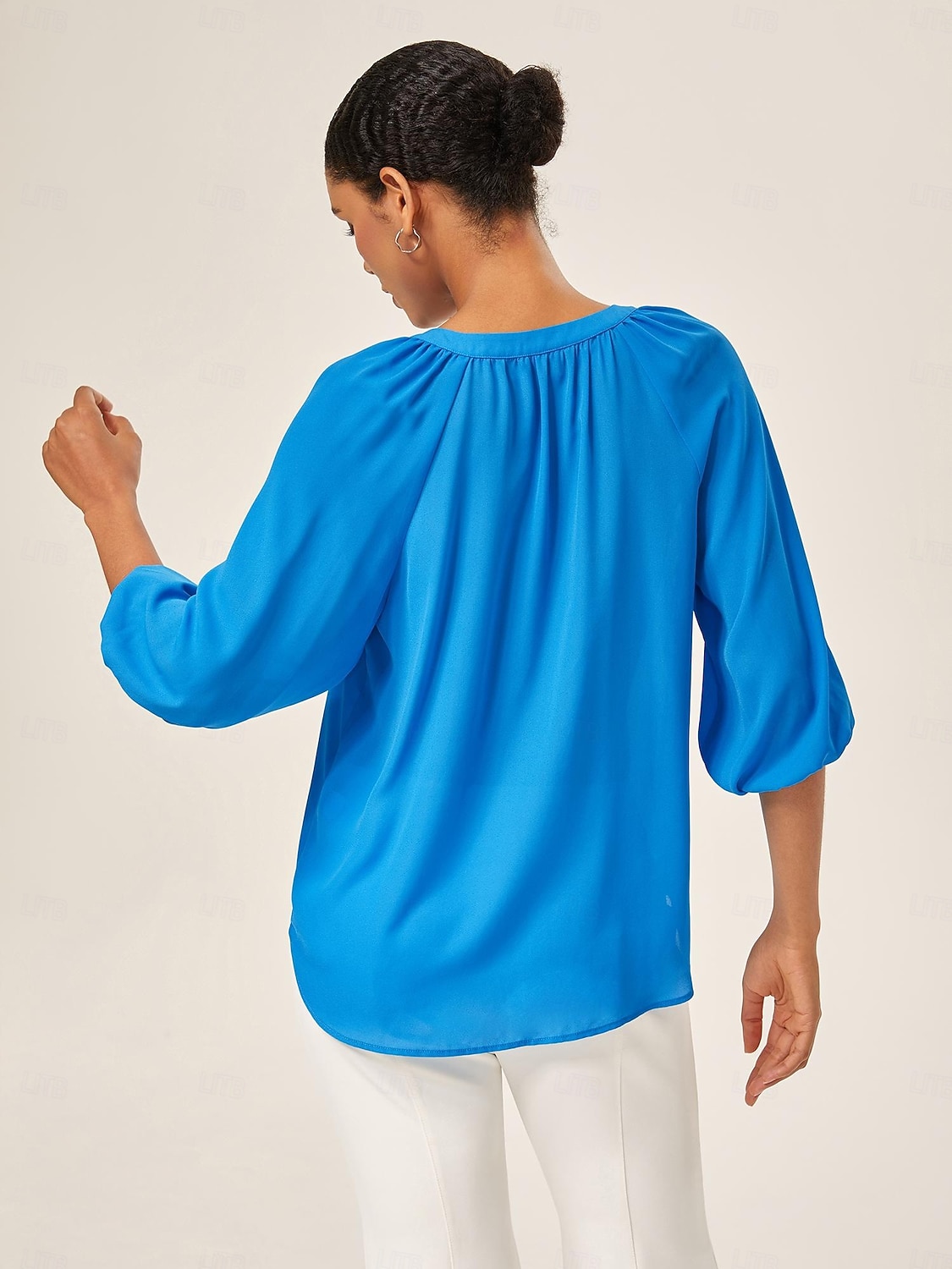Blue Chiffon Ruched Vacation Top 2026 - $56.99 –P8