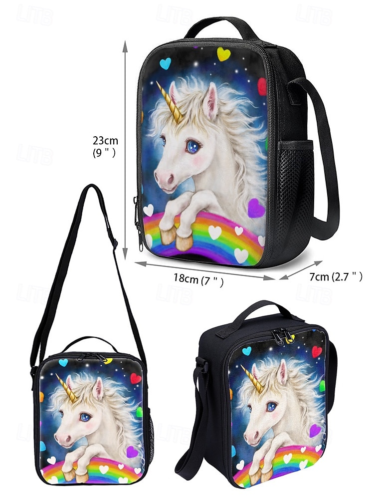Girls'3-Piece Unicorn Backpack Set with Lunch Bag and Pencil Case – Colorful Rainbow Design for Elementary School and Daily Use Kayomi Harai 2025 - $32.99 –P9