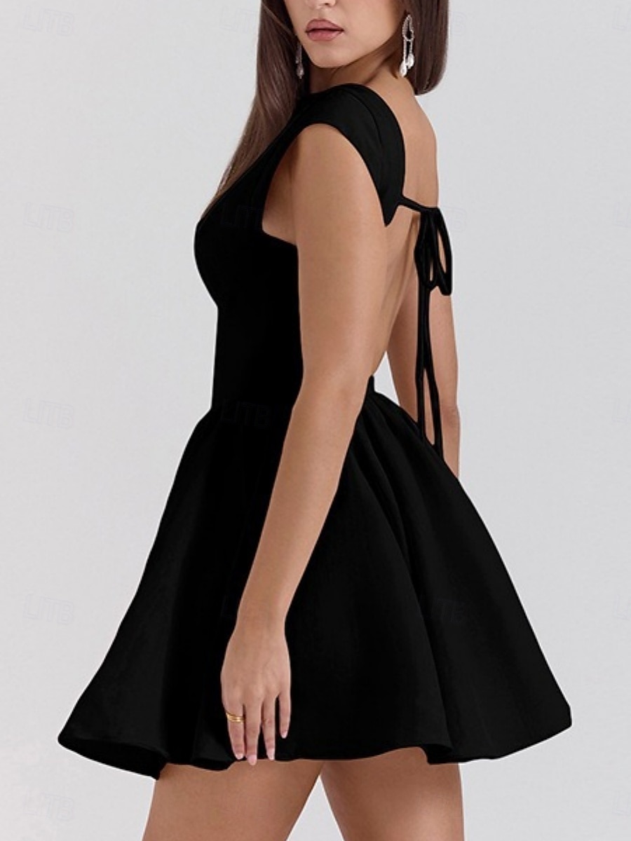 Damen Minikleid Figurbetontes Kleid Elegant Party Cocktail Hochzeit Outdoor Party Normale Passform Einfarbig Ärmellos Rundhalsausschnitt Schwarz Weiß Wein Sommer 2025 - $26.99 –P8